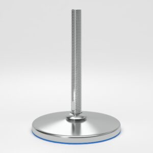 Stainless steel solid base feet with fully-threaded spindle