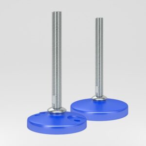 Blue composite solid base feet with fully-threaded spindle