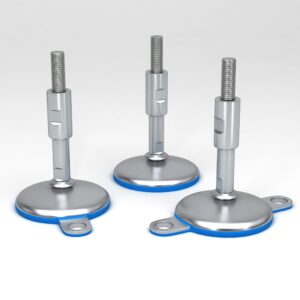 Hygienic levelling feet with protected spindle