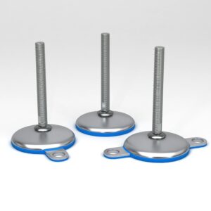 Levelling feet with fully-threaded spindle