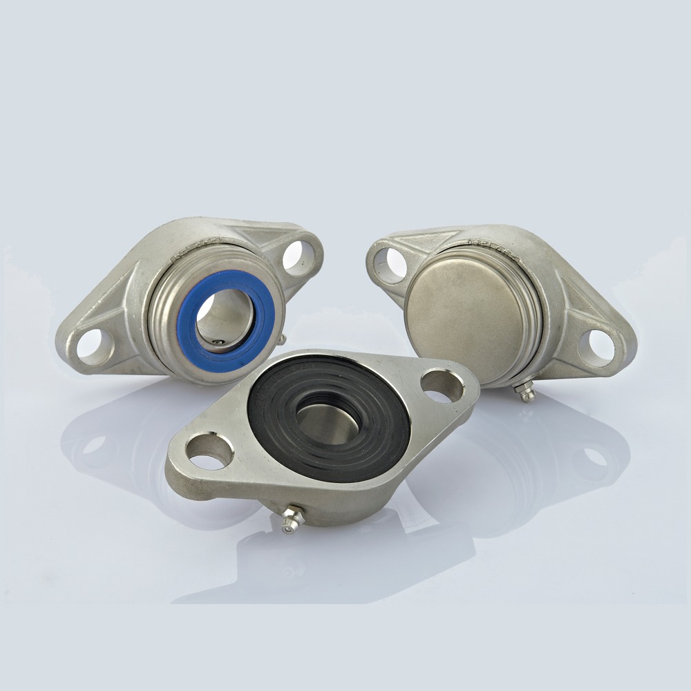 2 hole oval flange unit SFL in stainless steel with cover
