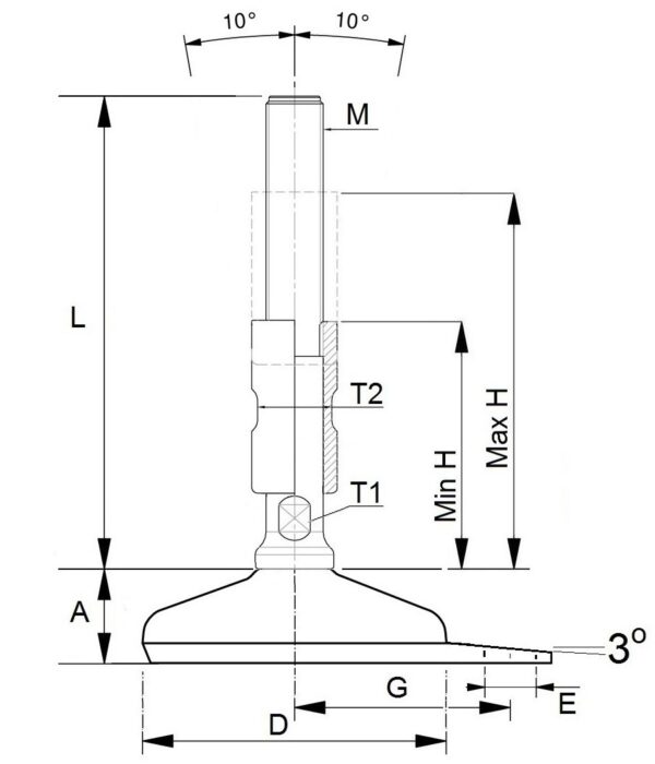 A-EHLF-x1-Hygienische-Stellfüße-blauer-Sockel-mit-Bodenverriegelungsplatte-und-Spindel-mit-Schutzhülse