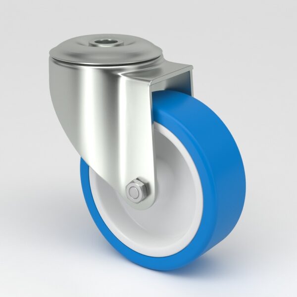 Roulettes industrielles bleues au design hygiénique (1)