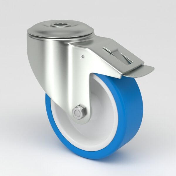 Roulettes industrielles bleues au design hygiénique (2)