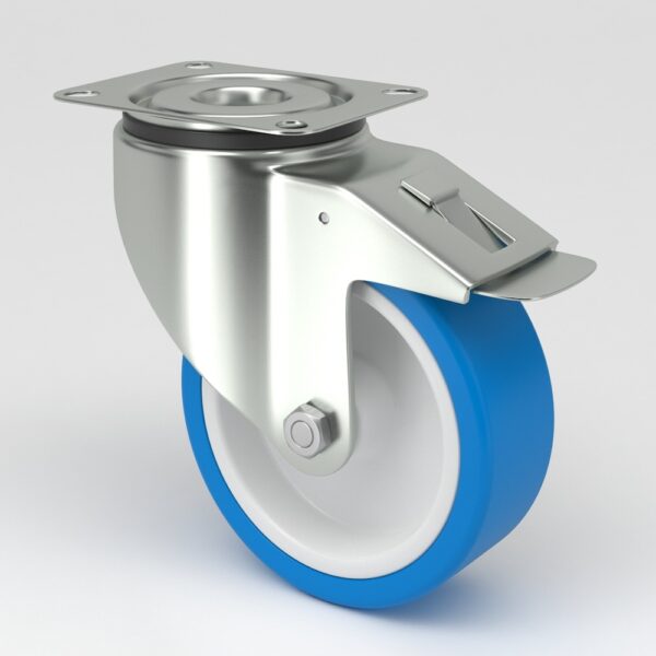 卫生设计的蓝色工业脚轮 (4)