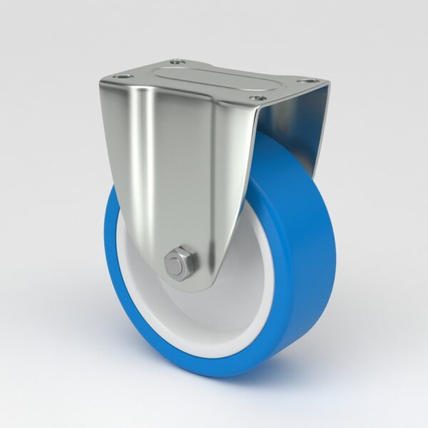 Roulettes industrielles bleues au design hygiénique (5)