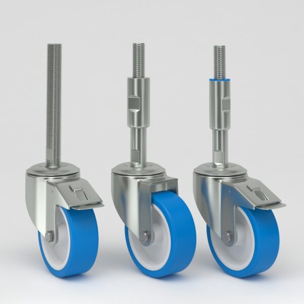 Roulettes industrielles bleues au design hygiénique (8)