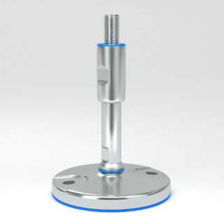 EHEDG certified stainless steel feet in sealed hygienic design with floor lock holes and spindle with protecting sleeve