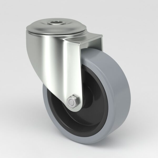 Roulettes industrielles grises au design hygiénique (1)
