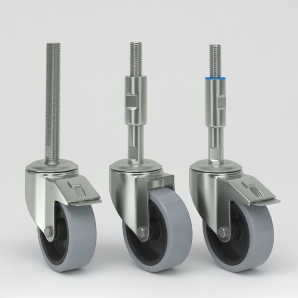 Roulettes industrielles grises au design hygiénique (6)