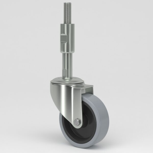 Grey industrial castors with sleeve in hygienic design (3)