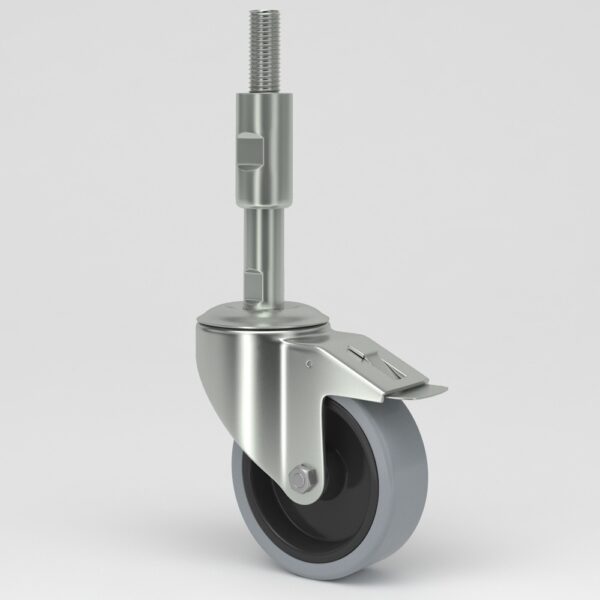 Grey industrial castors with sleeve in hygienic design (4)