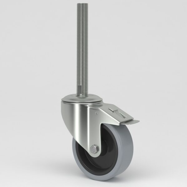 Grey industrial castors with sleeve in hygienic design