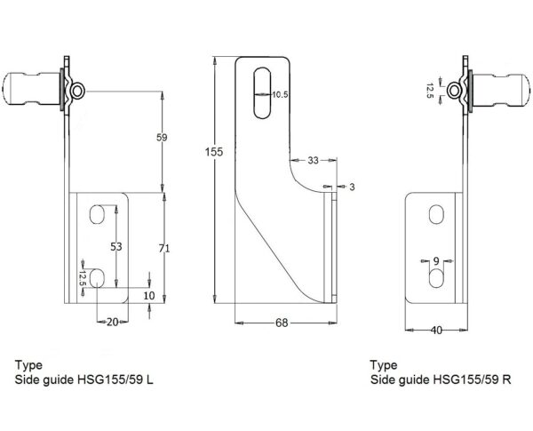 Staffa guida laterale igienica in acciaio inox HSG155