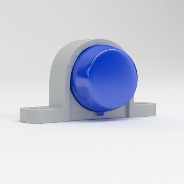 Mini pillow block units in stainless steel with closed blue cup