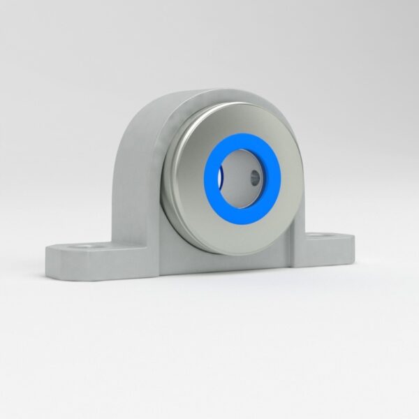 Mini pillow block units in stainless steel with sealed open cup and blue sealing