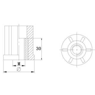 Round tube threaded inserts in reinforced polyamide drawing