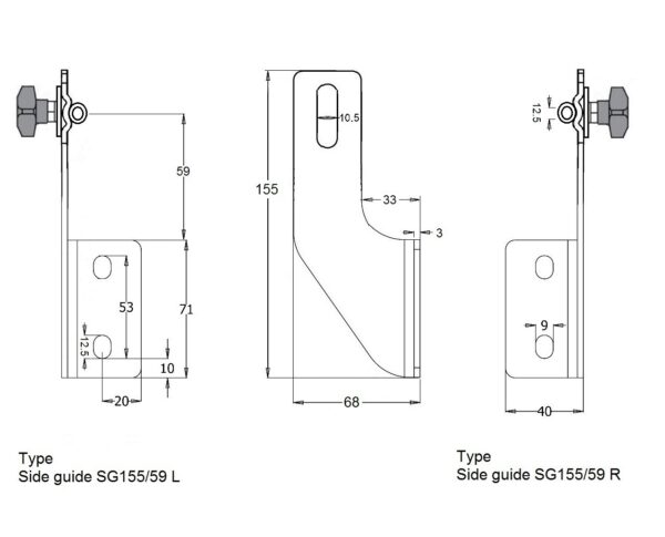Staffa guida laterale igienica in acciaio inox SG155
