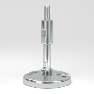 Stainless steel feet in extra hygienic design EHSF with floor lock holes and spindle with protecting sleeve