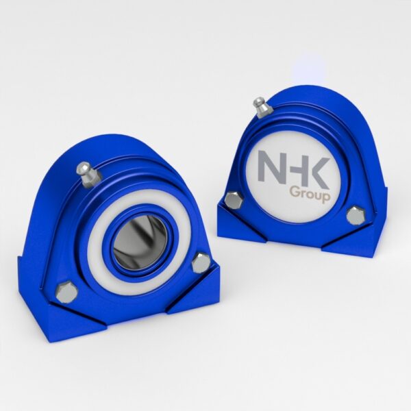 Waterproof tapped base pillow block bearing units in blue colour with spherical inserts IP67