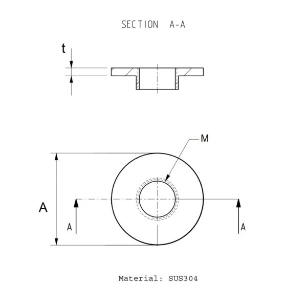 Plaque à souder ronde en acier inoxydable SUS304 dessin