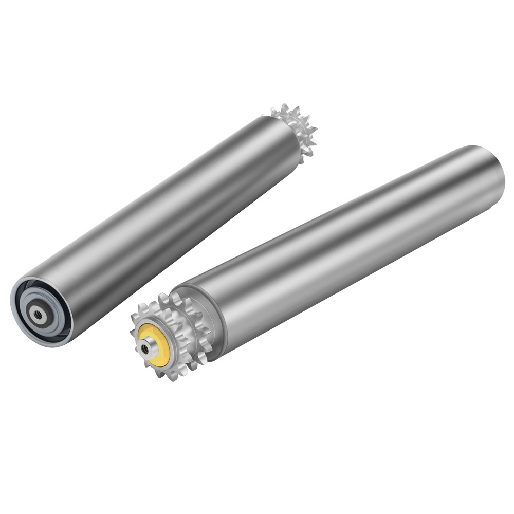 Driven sprocket and gravity conveyor roller in stainless steel