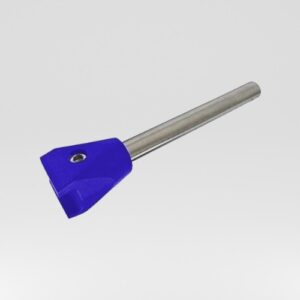 Blue Single clamps for conical side guide rails with stainless steel rod