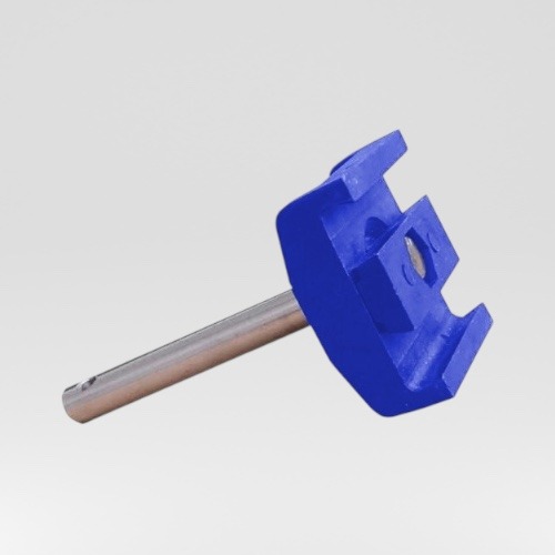 Blue Single clamps for round side guide rails together with stainless steel rod