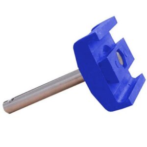 DCC Conveyor parts double clamps 40 for conical side guide rails with stainless steel rod blue