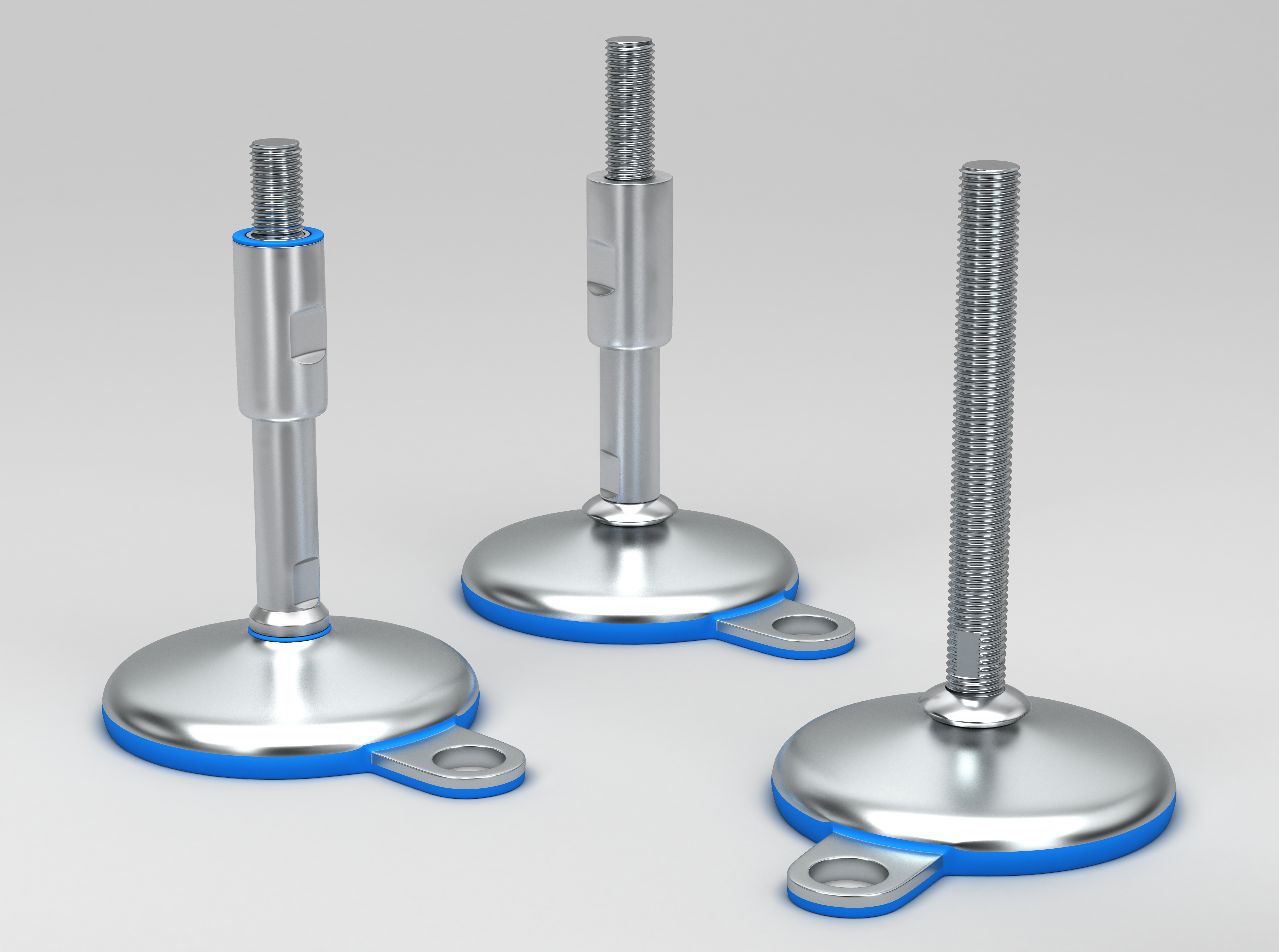 Pieds de nivellement en acier avec deux plaques de verrouillage au sol