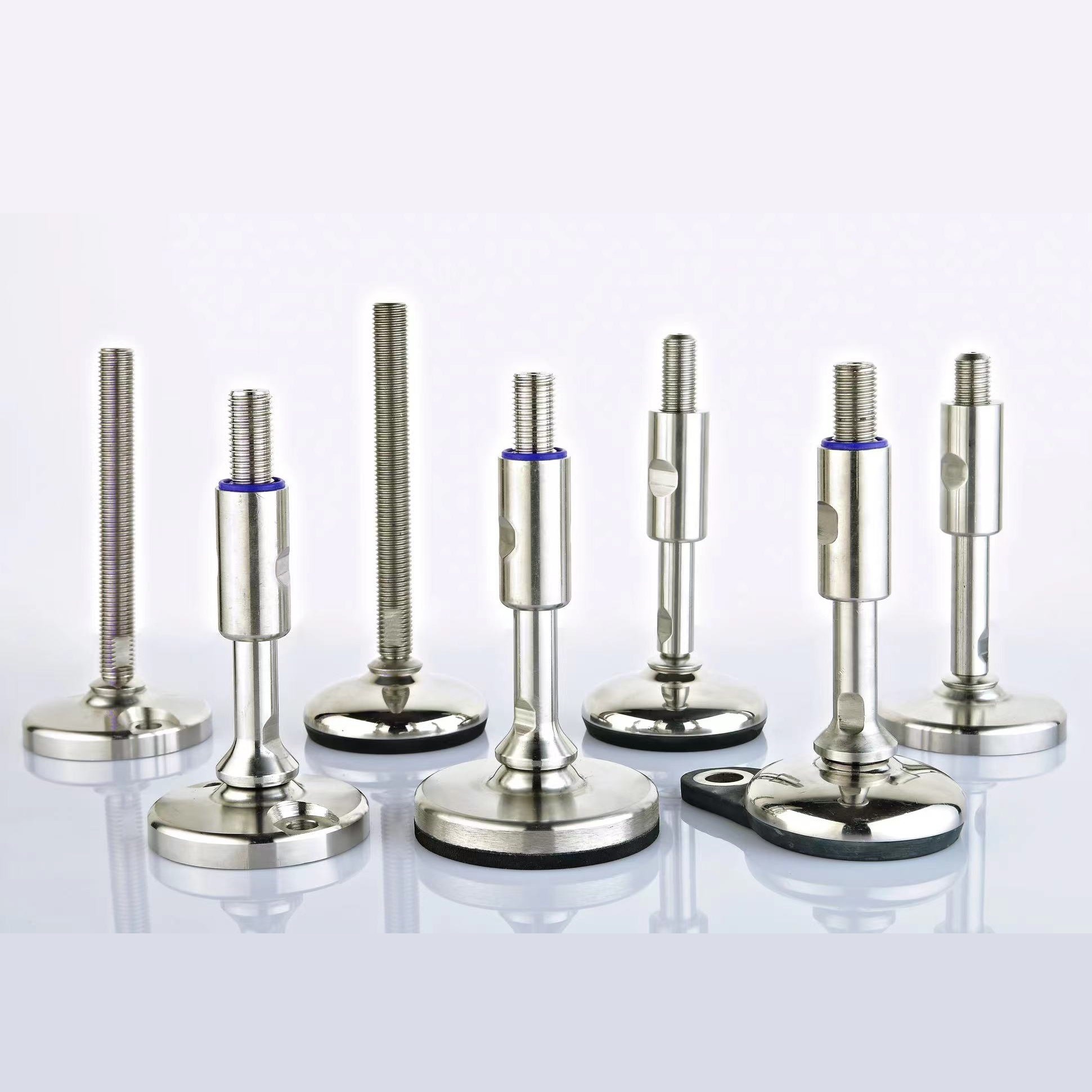 Stainless steel solid base machine leveling feet in hygienic design