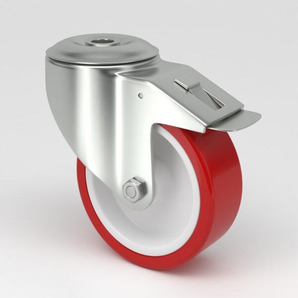 Roulette industrielle rouge au design hygiénique (2)