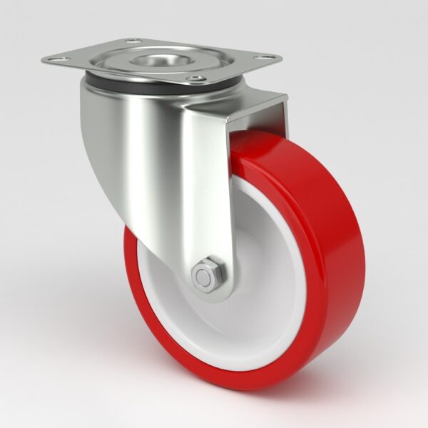 Rødt industrielt hjul i hygiejnisk design (3)