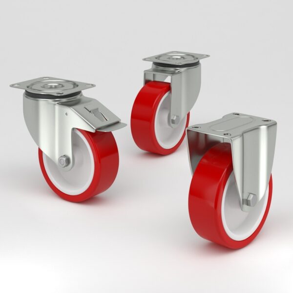Roulettes industrielles rouges au design hygiénique (4)