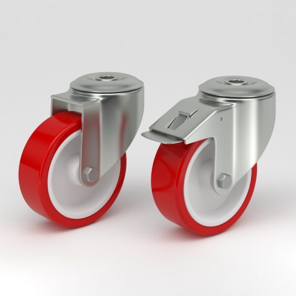 Hijyenik tasarımlı kırmızı endüstriyel tekerlekler (5)