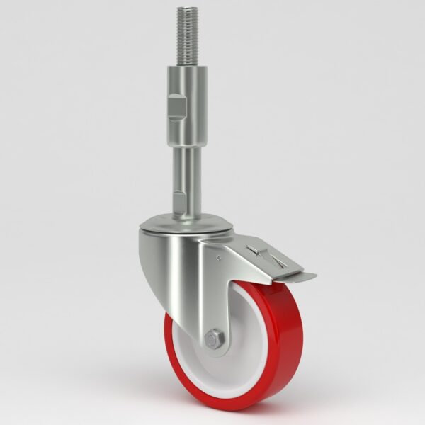 Red industrial castors with sleeve in hygienic design (3)