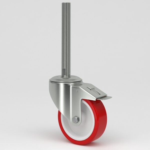 Red industrial castors with sleeve in hygienic design (4)