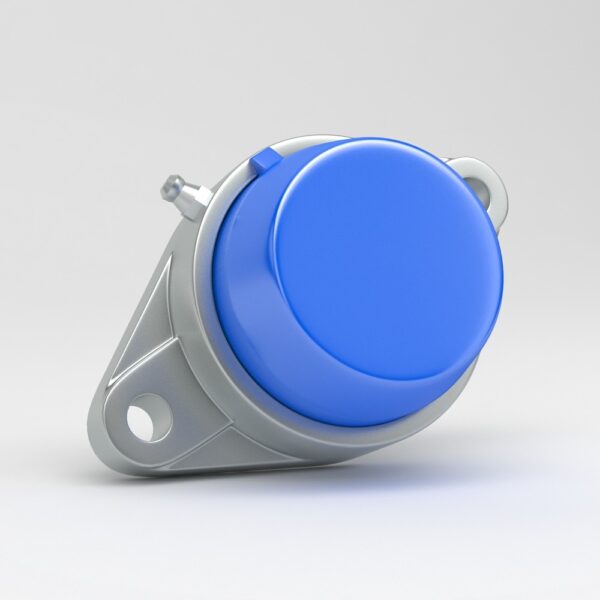 2 hole oval flange unit SFL in stainless steel with blue cover