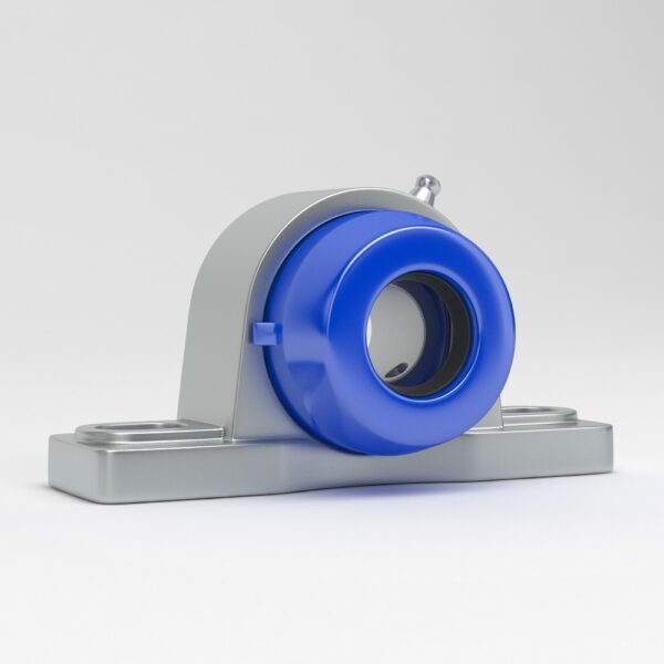 Pillow block Unit SP in stainless steel with open blue cover