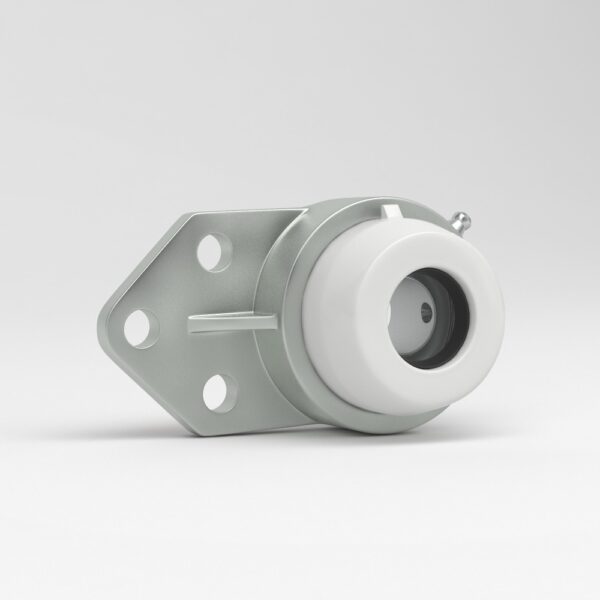 3 hole one side flange unit SFB in stainless steel with white cover