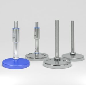 Pies niveladores para máquinas con base sólida de acero inoxidable y diseño higiénico