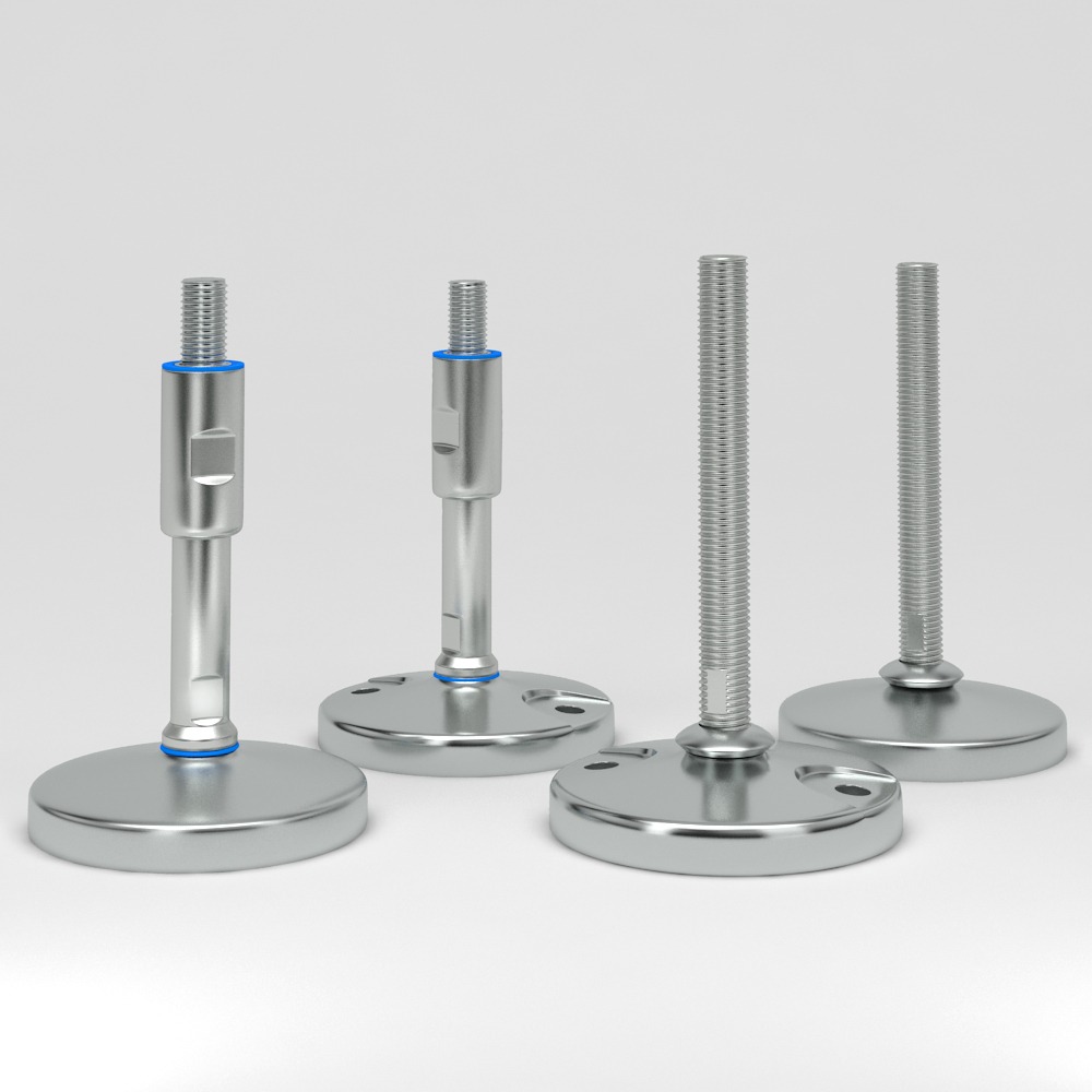 Stainless steel solid base machine levelling feet in hygienic design