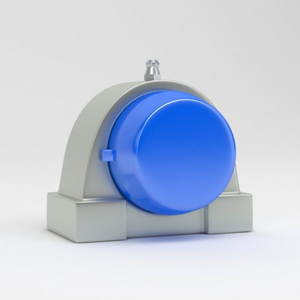 Tapped base pillow block unit SPA in stainless steel with closed blue cover