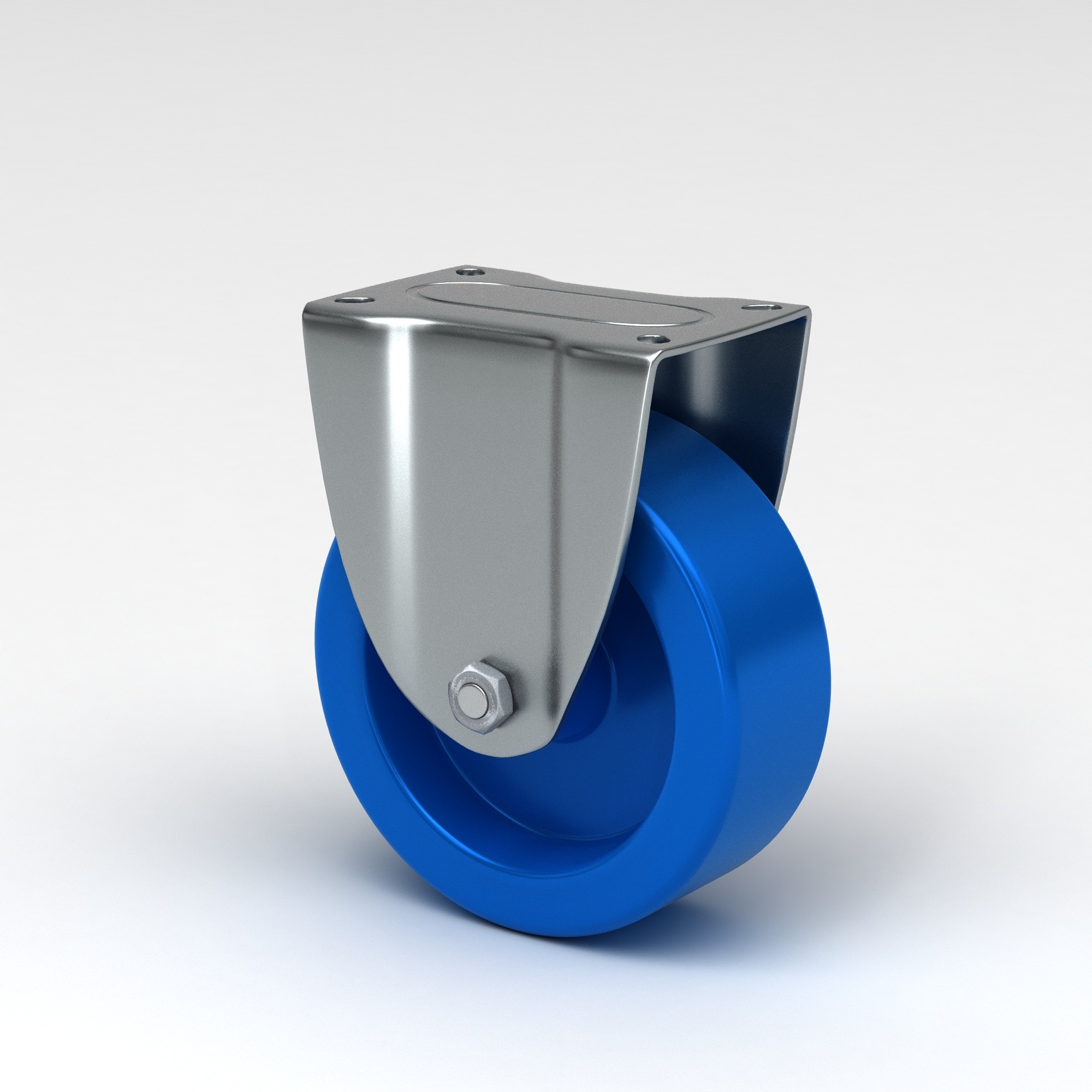 Industrial castor in hygienic design with blue polyamide wheel