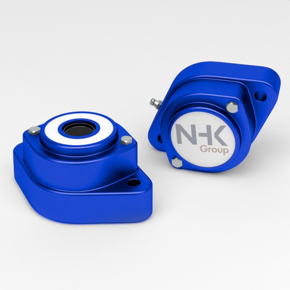 Waterproof 2 hole oval flange bearing units in blue colour with spherical inserts IP67