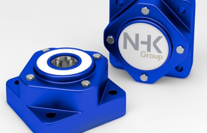 Unità cuscinetto flangiata quadrata a 4 fori impermeabile di colore blu con inserti sferici IP67