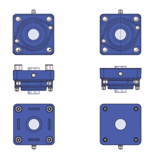 EHEDG 4 hole square flange bearing units with spherical inserts IP69K F-type