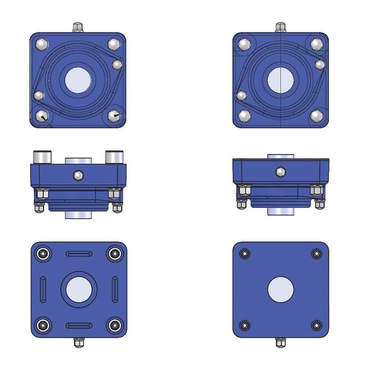 EHEDG IP69K 4-Hole Square Flange Bearing Units