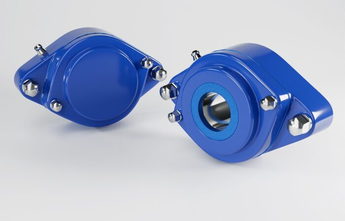 Unità cuscinetto flangia ovale a 2 fori IP69K EHEDG in composito blu