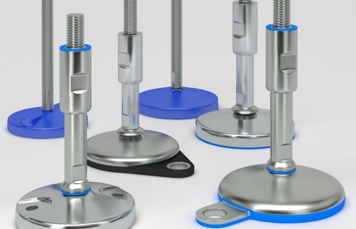 Adjustable machine leveling feet in stainless steel